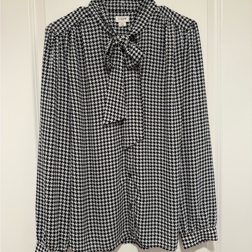 J.Crew Monochrome Houndstooth Blouse